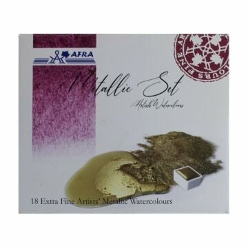 Afra Artists Water Colours Sulu Boya Yaldız Seti Medium Pan / Orta Boy Tablet 18'Li