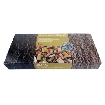 Afra Professional Water Colours Sulu Boya Seti Whole Pan / Büyük Boy Tablet 48'Li Ahşap Kutu