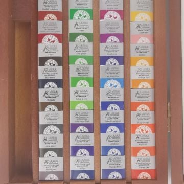 Afra Professional Water Colours Sulu Boya Seti Whole Pan / Büyük Boy Tablet 48'Li Ahşap Kutu