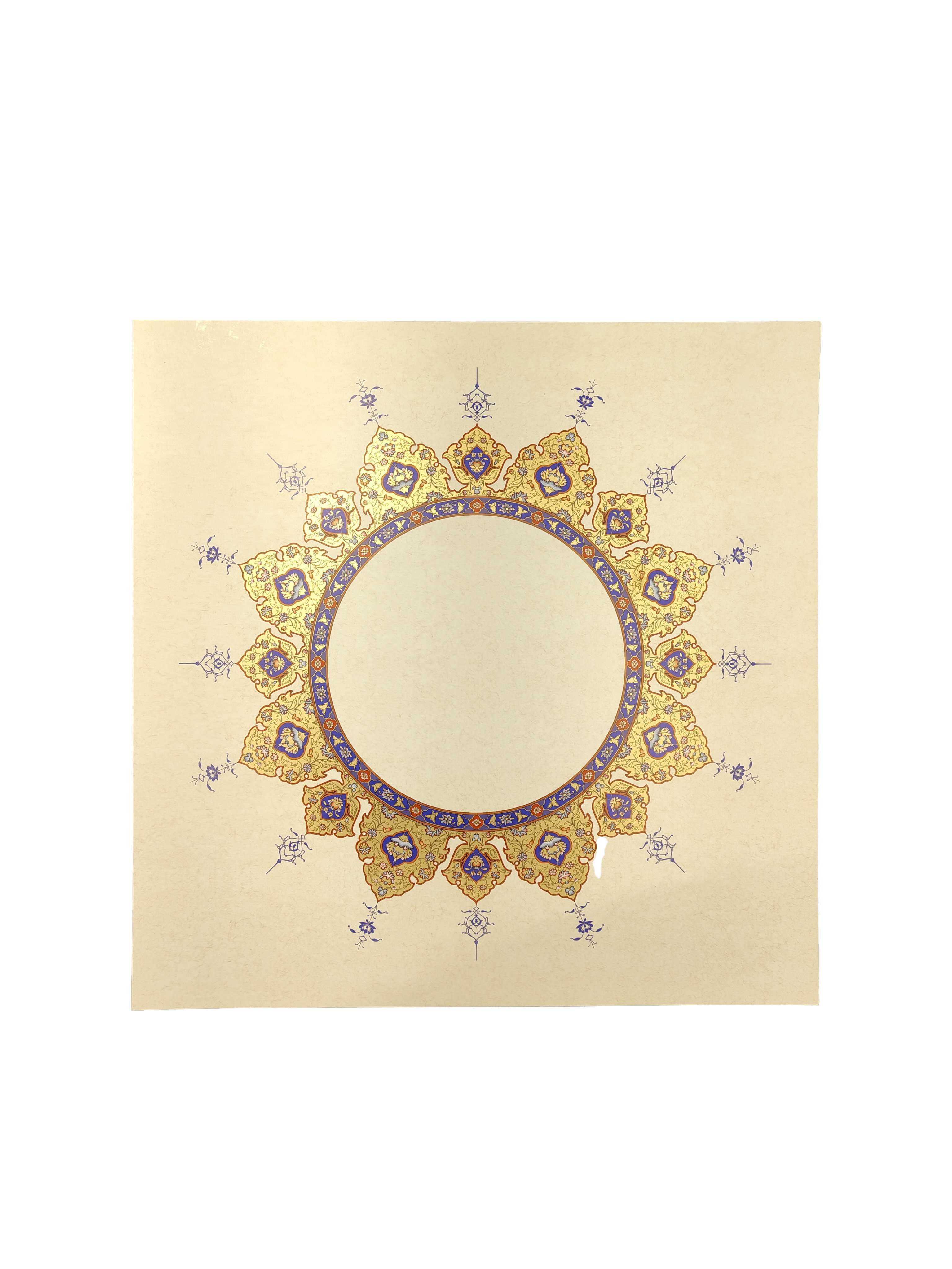 Tezhipli İçi Boş -27- Mat Kuşe Meşk Kağıdı Mohamad Badawi Alktifani 22x22 Cm Tıpkı Basım (COBALT - GOLD YALDIZ - KIRMIZI)