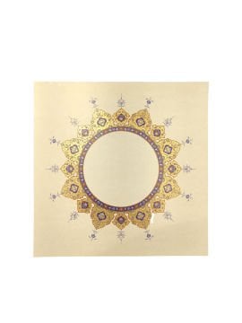 Tezhipli İçi Boş -27 Mohamad Badawi Alktifani 22x22 Cm Tıpkı Basım (COBALT - GOLD YALDIZ - KIRMIZI)