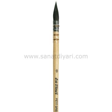 Da Vinci 418 Serisi Fırça No:0 petit gris pur mavi rus sincap kılı yuvarlak fıransız sulu boya fırçası