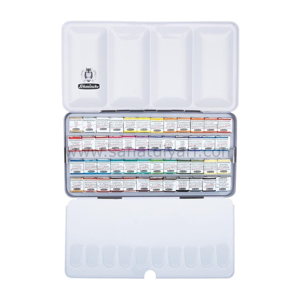 Schmincke Horadam Aquarell 48\'li Yarım Tablet Metal Kutu 74448