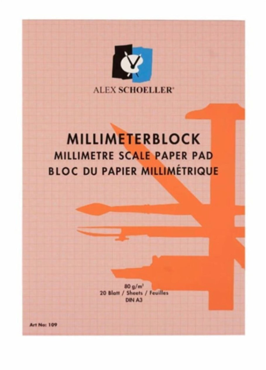 Alex Schoeller Milimetrik Blok Aydınger A3 Kırmızı 20 syf 80 gr