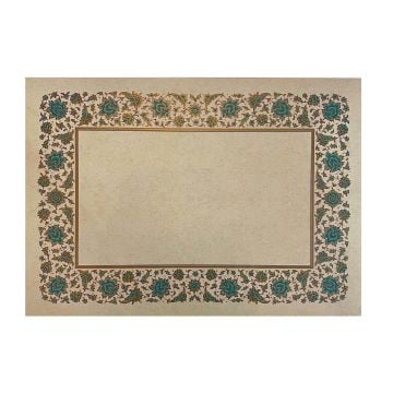 Tezhipli İçi Boş -3- Mat Kuşe Meşk Kağıdı Mohamad Badawi Alktifani A3 Tıpkı Basım (TURKUAZ - GOLD YALDIZ)