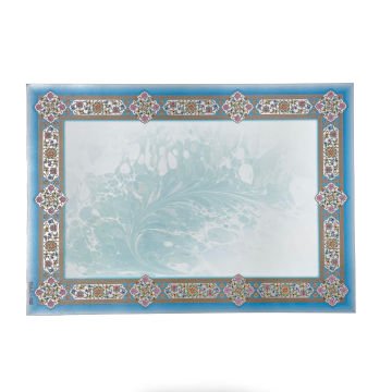 Tezhipli İçi Boş -9- Mat Kuşe Meşk Kağıdı Mohamad Badawi Alktifani A4 Tıpkı Basım (TURKUAZ- EBRULU)