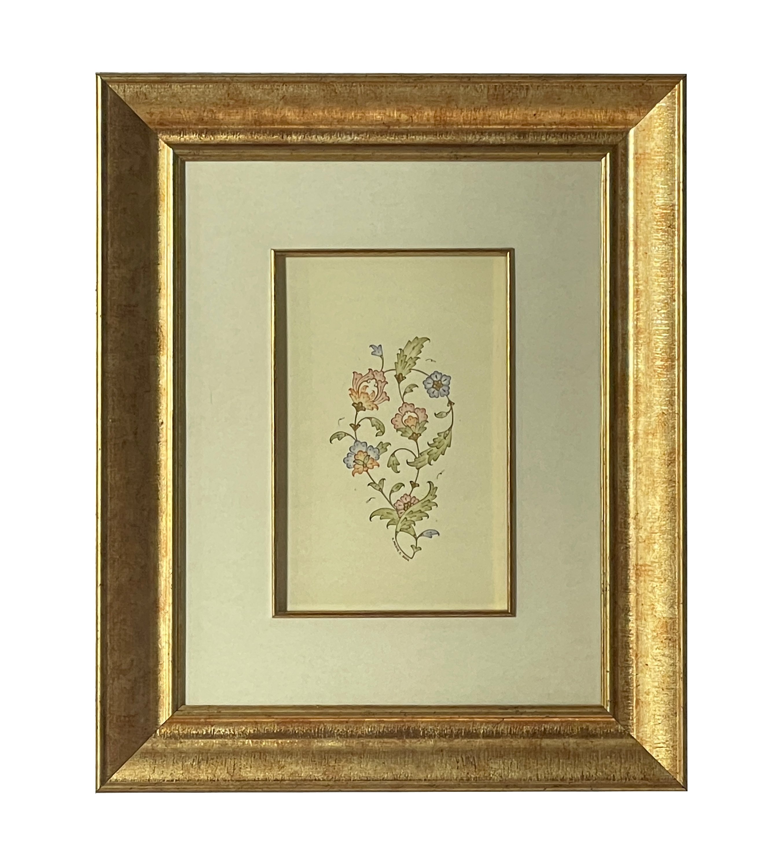 ÇERÇEVELİ Z. MERVE TİRYAKİ TEZHİP ÇALIŞMASI  38X47 CM PASPARTOLU ORİJİNAL
