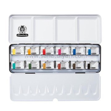 Schmincke Akademie Aquarell Metal Kutu Sulu Boya Seti 12 X Tam Tablet 75312
