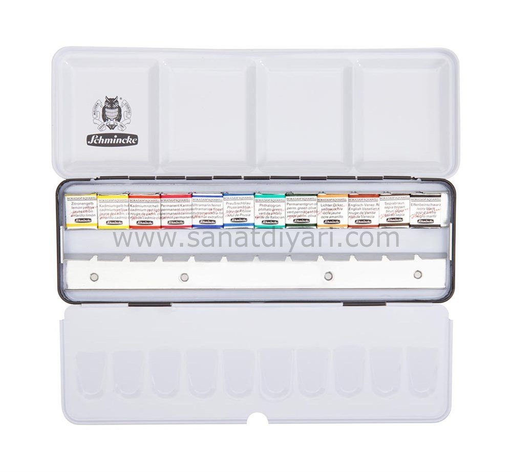 Schmincke Horadam Aquarell Ekstra Boşluklu Metal Kutu Artist Sulu Boya Seti 12 X Yarım Tablet 74412