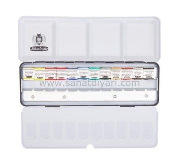 Schmincke Horadam Aquarell Ekstra Boşluklu Metal Kutu Artist Sulu Boya Seti 12 X Yarım Tablet 74412