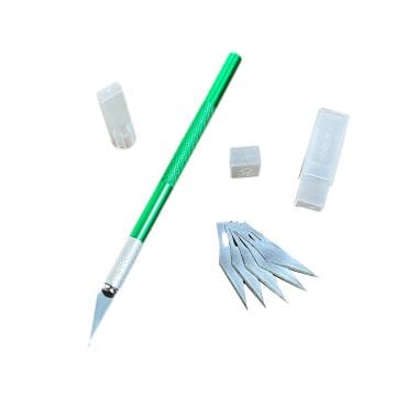 Vera Sanat Precision Knife Yeşil Metal Saplı Kretuar Bıçağı 5'Li Yedekli