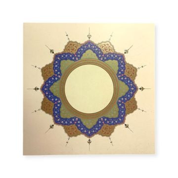 TEZHİPLİ İÇİ BOŞ TİRYAKİART 35X35 CM TIPKI BASIM (Yuvarlak Açık Renk)