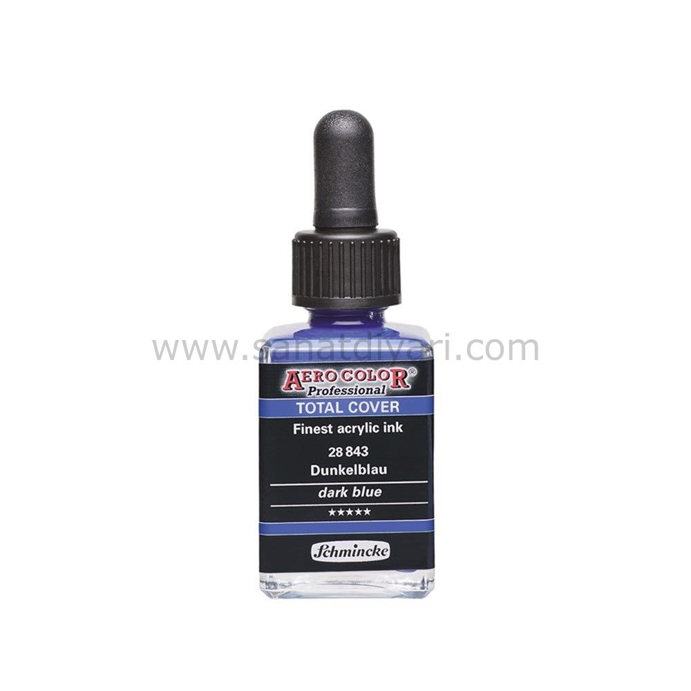 Schmincke Aerocolor Akrilik Mürekkep 28 ml 843 DUNKELBLAU TOTAL COVER
