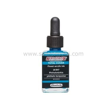 Schmincke Aerocolor Akrilik Mürekkep 28 ml 847 PHTHALOTÜRKİS TOTAL COVER