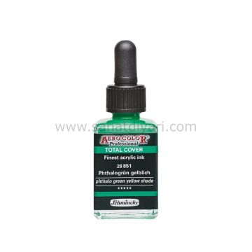 Schmincke Aerocolor Akrilik Mürekkep 28 ml 851 PHTHALOGRÜN GELBLİCH  TOTAL COVER