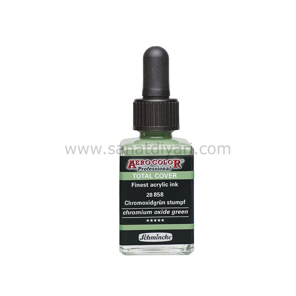 Schmincke Aerocolor Akrilik Mürekkep 28 ml 858 CHROMOXİDGRÜN STUMPF  TOTAL COVER