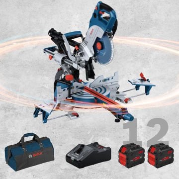BOSCH GCM 18V-216 DC Profesyonel BITURBO 18 Volt ProCORE Kömürsüz Motor 12,0 Ah Çift Akülü Gönye Kesme