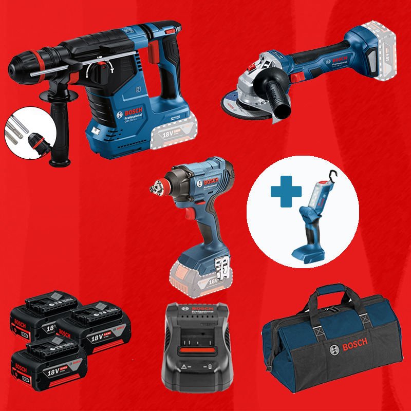 BOSCH GLI 18 V-300 Hediyeli BOSCH ProMixEco BOSCH GBH 187-LI (Kömürsüz Motor -  2,4 Joule) + BOSCH GDX 180-LI + BOSCH GWS 180-LI (700 W Eşdeğerinde) (Kömürsüz)