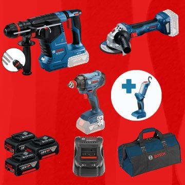 BOSCH GLI 18 V-300 Hediyeli BOSCH ProMixEco BOSCH GBH 187-LI (Kömürsüz Motor -  2,4 Joule) + BOSCH GDX 180-LI + BOSCH GWS 180-LI (700 W Eşdeğerinde) (Kömürsüz)