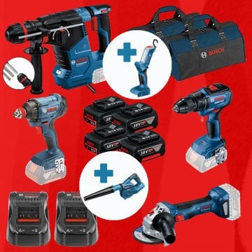 BOSCH GLI 18 V-300 ve GBL 18 V-120 Hediyeli BOSCH ProMixEco BOSCH GBH 187-LI (Kömürsüz Motor -  2,4 Joule) + BOSCH GSR 18 V-50 (Kömürsüz) + BOSCH GDX 180-LI + GWS 180