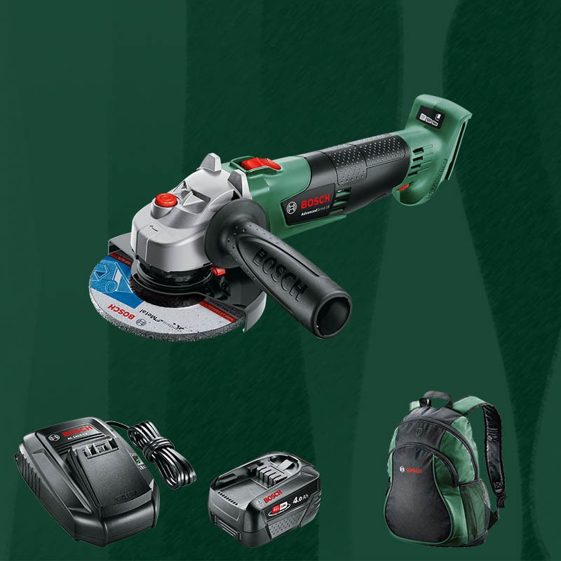 BOSCH DIYmix (Ev & Bahçe Kullanımı) Advanced Grind 18 18 Volt 4,0 Ah. Tek Akülü Devir Ayarlı Avuç Taşlama (Sırt Çantası İçerisinde)