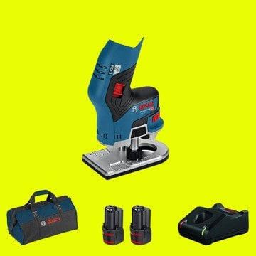 BOSCH GKF 12V-8 Profesyonel 12 Volt 3 Ah Çift Akülü Dik Freze (Kömürsüz Motor)(Bez Çanta)