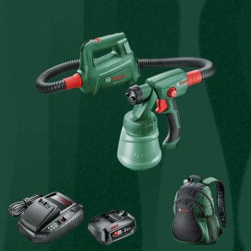 BOSCH DIYmix (Ev & Bahçe Kullanımı) Easy Spray 18 V 18 Volt 2,5 Ah. Tek Akülü Boya Tabancası (Sırt Çantası İçerisinde)