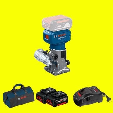 BOSCH GLF 18 V-8 Profesyonel 18 Volt 5,0 Ah Çift Akülü Dik Freze (Kömürsüz Motor) (Bez Çanta)