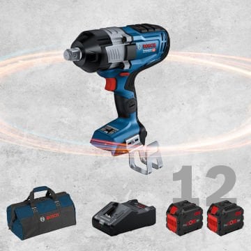 BOSCH GDS 18 V-1600 Profesyonel 3/4 Kare Girişli BITURBO Kömürsüz Motor 18 Volt ProCORE 12,0 Ah Çift Akülü Somun Sıkma (Bez Çanta İçerisinde)