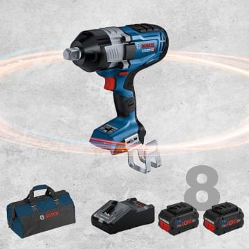 BOSCH GDS 18 V-1600 Profesyonel 3/4 Kare Girişli BITURBO Kömürsüz Motor 18 Volt ProCORE 8,0 Ah Çift Akülü Somun Sıkma (Bez Çanta İçerisinde)