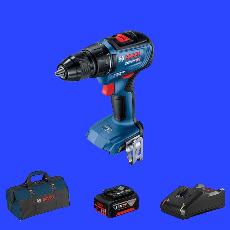 BOSCH GSR 18 V-50 Profesyonel 18 Volt 5 Ah Tek Akülü Delme Vidalama (Kömürsüz Motor) (Bez Çanta)