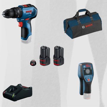 ProMix BOSCH GSB 12 V-30 Profesyonel 12 Volt Akülü Darbeli Delme Vidalama (Metal Mandren)(Kömürsüz) + BOSCH D-TECT 120 Profesyonel Multi Dedektör