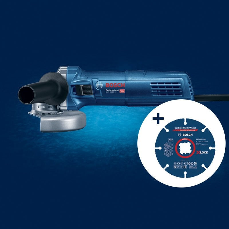 BOSCH GWS 9-125 S 125 mm. 900 W Profesyonel Devir Ayarlı Avuç Taşlama (Karton Kutu) + (Carbide Multi Wheel Çok Amaçlı Kesici Hediyeli)