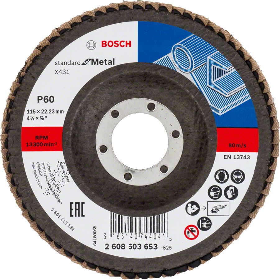 BOSCH Alox Flap Disk 115 mm. 60 Kum 2 608 603 653