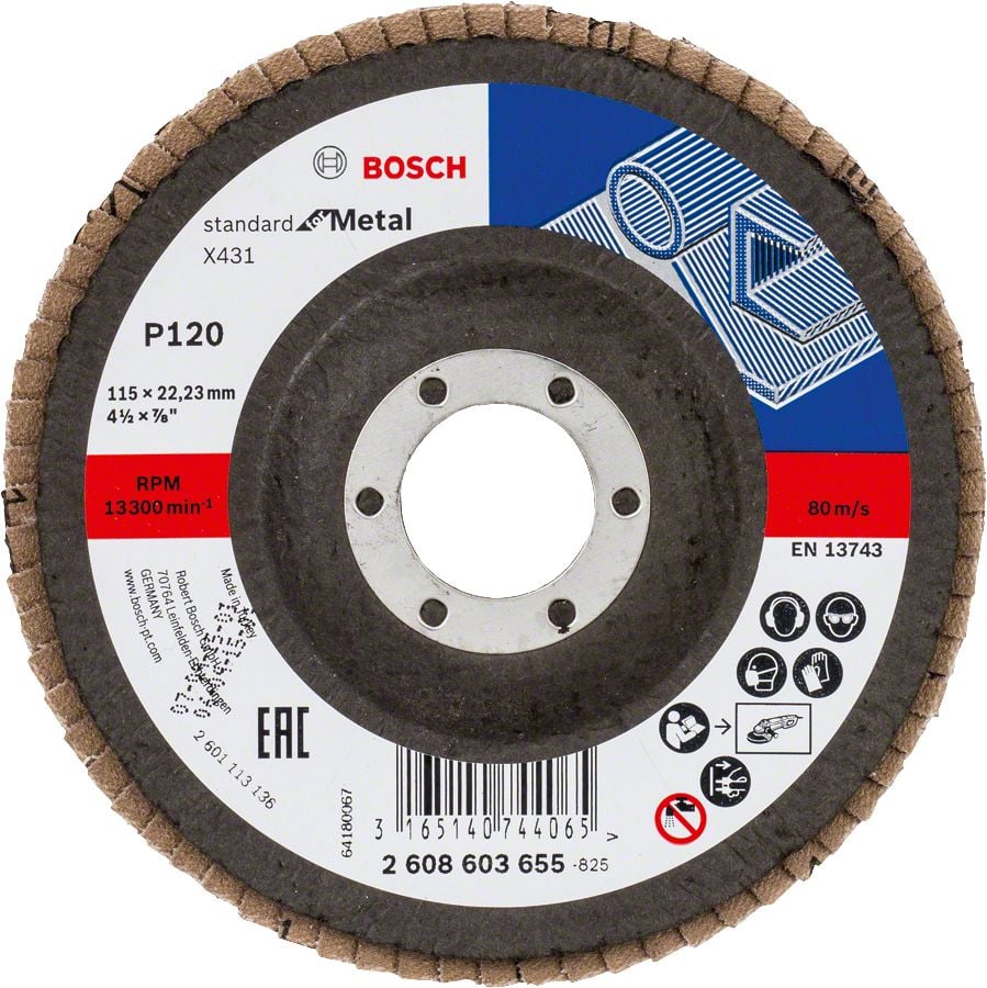 BOSCH Alox Flap Disk 115 mm. 120 Kum 2 608 603 655