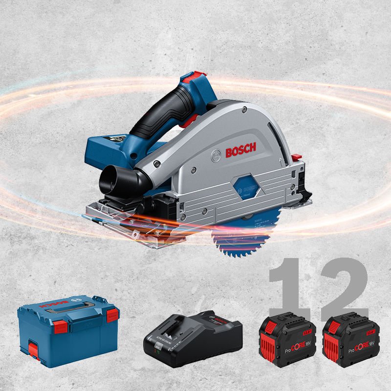 BOSCH GKT 18 V-52 GC Profesyonel BITURBO 18 Volt ProCORE Kömürsüz Motor 12,0 Ah Çift Akülü Daldırmalı Testere (L-BOXX İçerisinde)