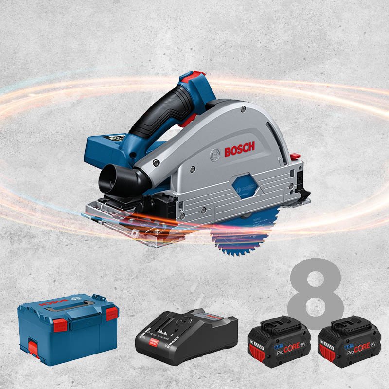 BOSCH GKT 18 V-52 GC Profesyonel BITURBO 18 Volt ProCORE Kömürsüz Motor 8,0 Ah Çift Akülü Daldırmalı Testere (L-BOXX İçerisinde)