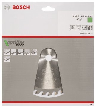 BOSCH Optılıne 184*16 mm. 36 Diş-Ahşap 2 608 640 818