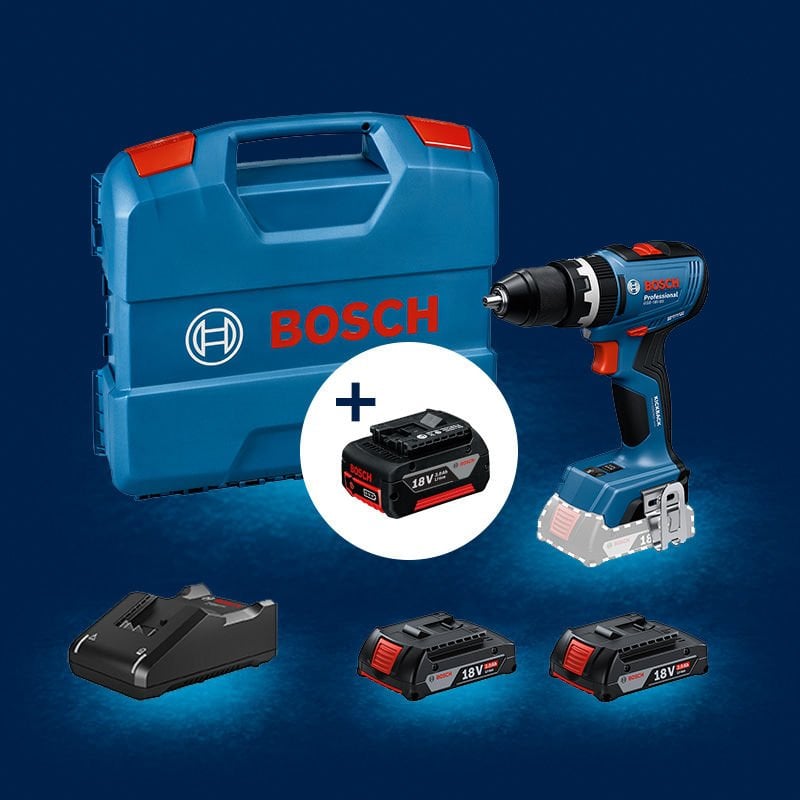 BOSCH GSB 18 V-65 Profesyonel 18 Volt Akülü Darbeli Delme Vidalama (Kömürsüz Motor) (Plastik Çanta İçerisinde) (BOSCH GBA 18 V 3 Ah Li-Ion Akü Hediyeli)