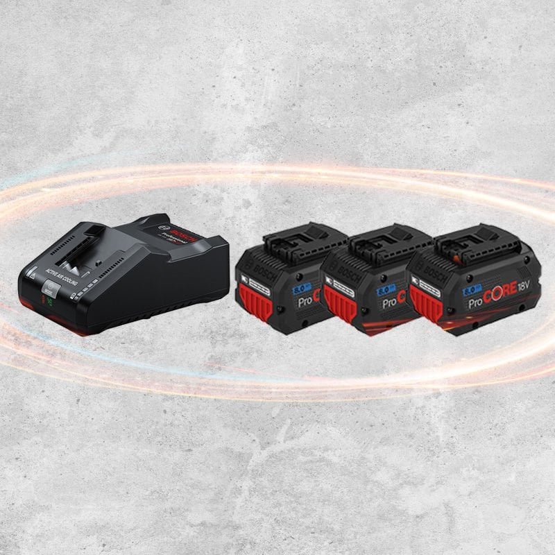 BOSCH Profesyonel 18 Volt ProCORE Starter Set GAL 18V-160 Hızlı Şarj Cihazı + 3 x ProCORE 18V 8.0