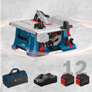 BOSCH GTS 18 V-216 Profesyonel BITURBO 18 Volt ProCORE Kömürsüz Motor 12,0 Ah Çift Akülü Tezgah Tipi Testere