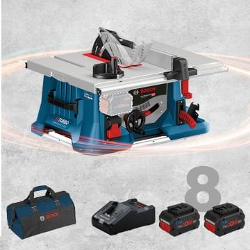 BOSCH GTS 18 V-216 Profesyonel BITURBO 18 Volt ProCORE Kömürsüz Motor 8,0 Ah Çift Akülü Tezgah Tipi Testere