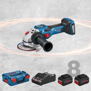 BOSCH GWS 18 V-15 SC Profesyonel BITURBO Kömürsüz Motor 18 Volt ProCORE 8,0 Ah Çift Akülü Devir Ayarlı Avuç Taşlama (L-BOXX İçerisinde)