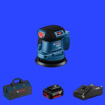 BOSCH GEX 185-LI Profesyonel 18 Volt 5,0 Ah Tek Akülü Eksantrik Zımpara (Kömürsüz Motor) (Bez Çanta)