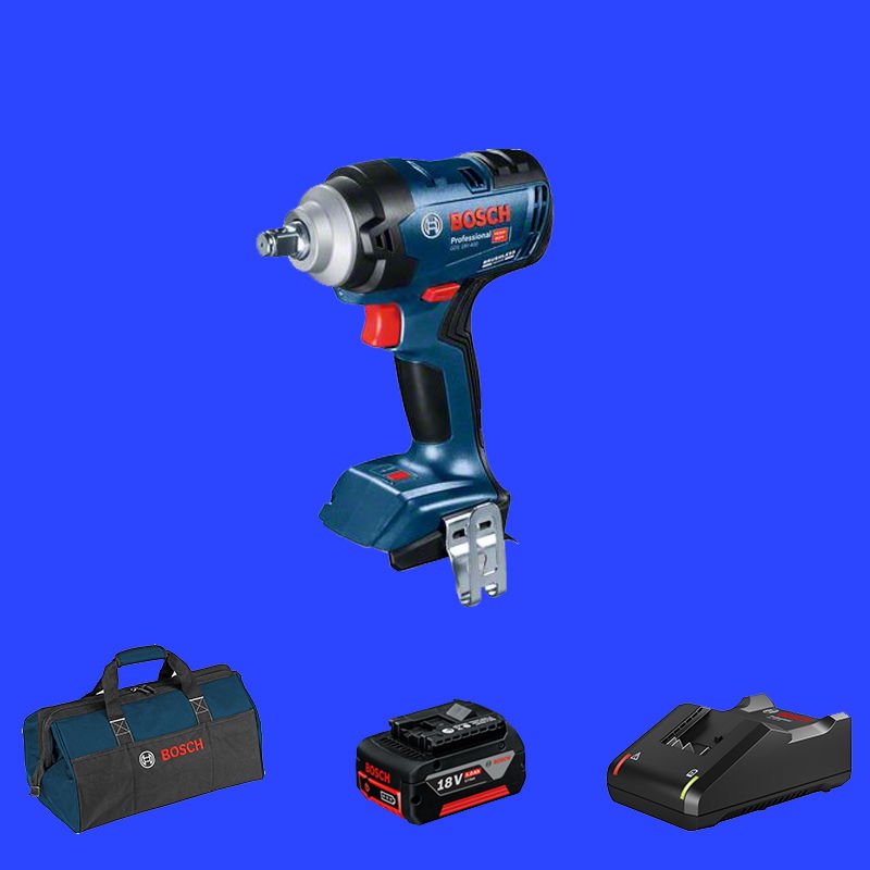 BOSCH GDS 18 V-400 Profesyonel 1/2 Kare Girişli 18 Volt 5,0 Ah Tek Akülü Somun Sıkma (Kömürsüz Motor) (Bez Çanta)