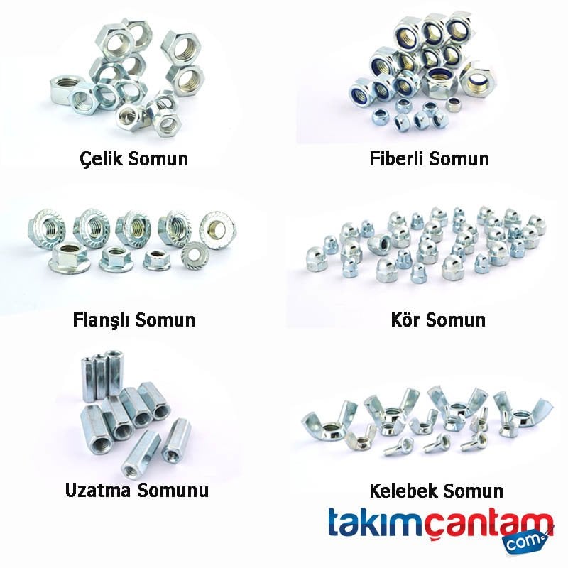 M 8 6 Kalite DIN 934 Çelik Somun-Kaplı