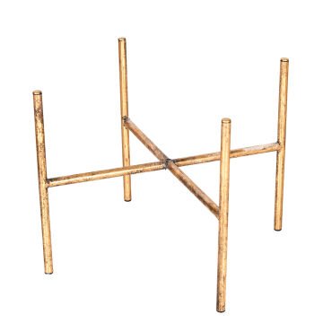 Dalga Desenli Ayaklı Silindir Metal Çiçeklik Saksı Altın Eskitme 31x38 Cm.