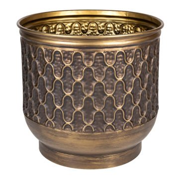 Kabartma Desenli Metal Çiçeklik Saksı Kahverengi 39X35 Cm.