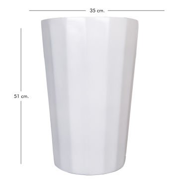 Fiber Saksı Köşeli Konik Büyük Beyaz 51x35 Cm.
