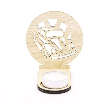Veramaya Ahşap Lazer Kesim Tealight Vosvos Araba Gölge Mumluk 9x10x5 Cm